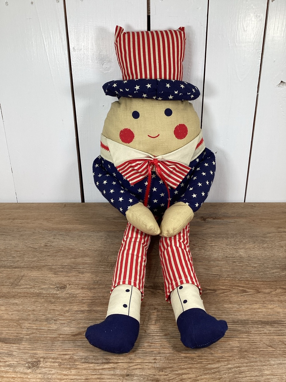 Patriotic Humpty Dumpty Uncle Sam Plush Folk Art Doll July 4th